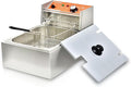 Commercial Deep Fryer with Basket 6-12L Capacity Adjustable Temperature and Timer Stainless Steel With lid Suitable for home/commercial/camping/outdoor (Single fry basket + machine-8lbs)