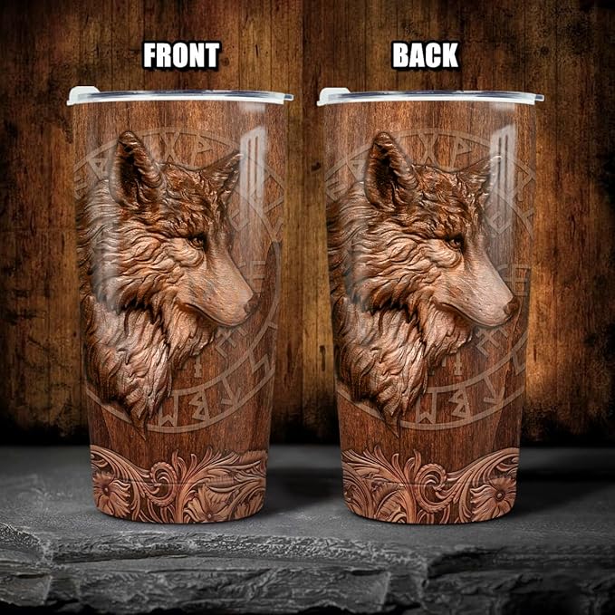 winorax Wolf Tumbler Wolves Gifts For Women Men Wolf Cup 20oz Stainless Steel Insulated Tumblers Coffee Travel Mug Cup Equestrian Gifts For Birthday Christmas