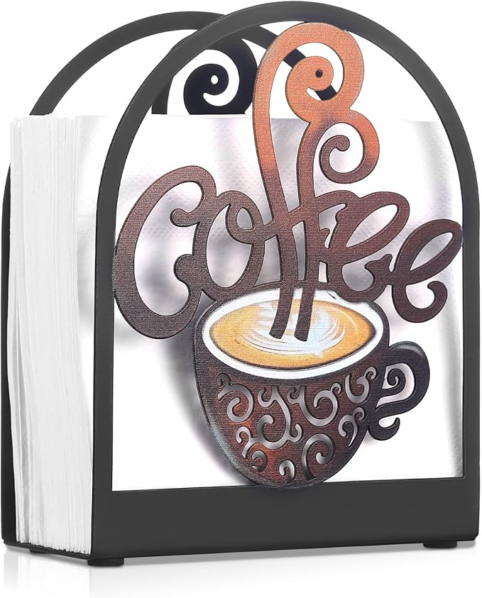Coffee Paper Towel Holder Napkin Holder Tabletop Tissue Stand Countertop Decor for Kitchen Rustic Farmhouse Napkin Accessories Country Decor