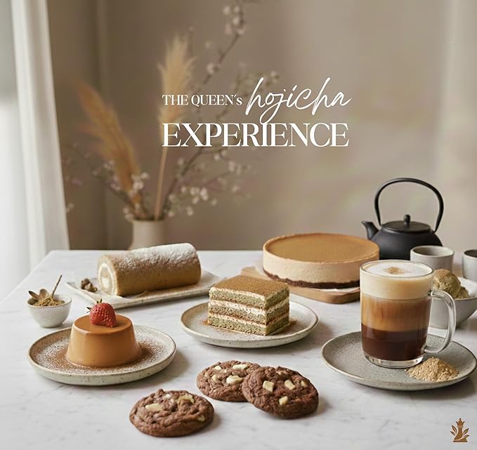 Queen Omi Organic Hojicha Powder | 80g | 100% Organic Japanese Roasted Green Tea Powder—Matcha & Coffee Alternative | Low Caffeine, Antioxidant-Rich, Smooth, Toasty, Nutty Flavor (Golden Roast)