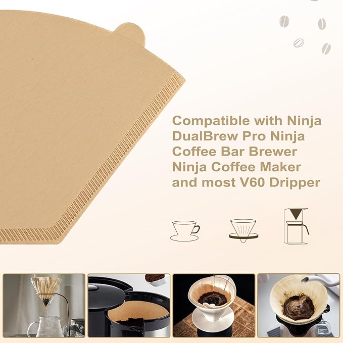 200 Count Cone Coffee Filters #4, 8-12 Cup, Coffee Filters 4 Cone Paper Unbleached Natural, Disposable Paper Coffee Filter for Ninja Maker, Pour Over Coffee Dripper and Drip Coffee Maker