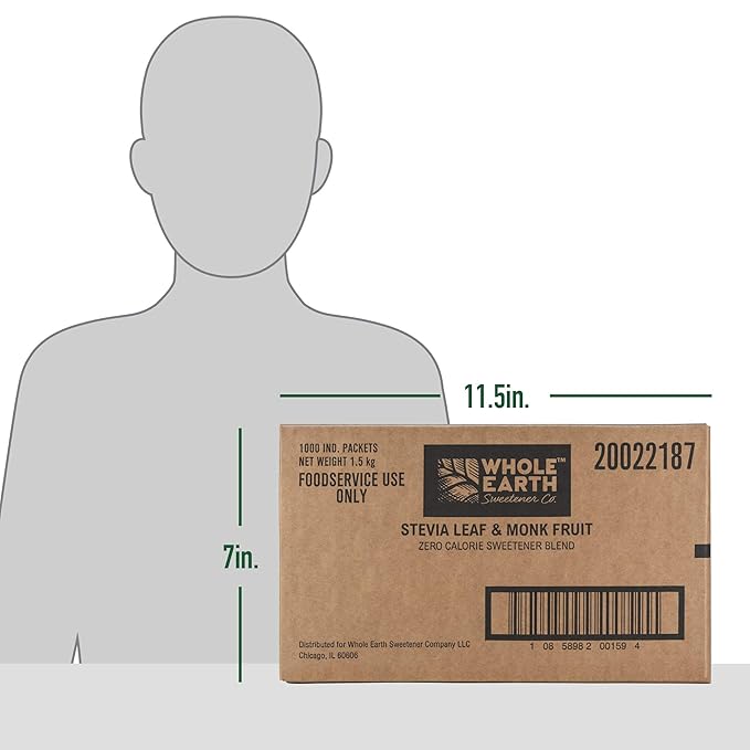 Whole Earth Sweetener Co. Stevia and Monk Fruit Sweetener, Erythritol Sweetener, Sugar Substitute, Zero Calorie Sweetener, 1,000 Stevia Packets (Packaging May Vary), 70.54 Ounce