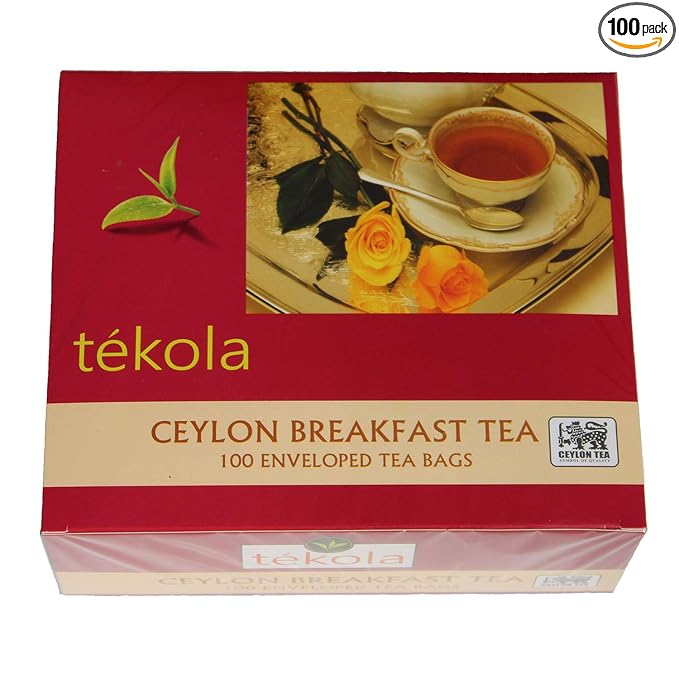 tekola, 1 pack 100 ct Ceylon Breakfast Black Tea. A premium blend of 100% pure Ceylon Tea. Strong, flavorful and lively, 100 Count
