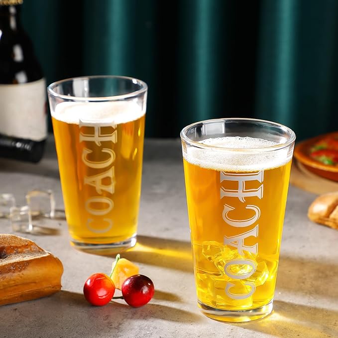 3 Pieces Coach Pint Glass Football Soccer Softball Basketball Coach Gifts 16 oz Baseball Glasses for Drinking Water Wine Appreciation Gifts Suitable for Both Men or Women