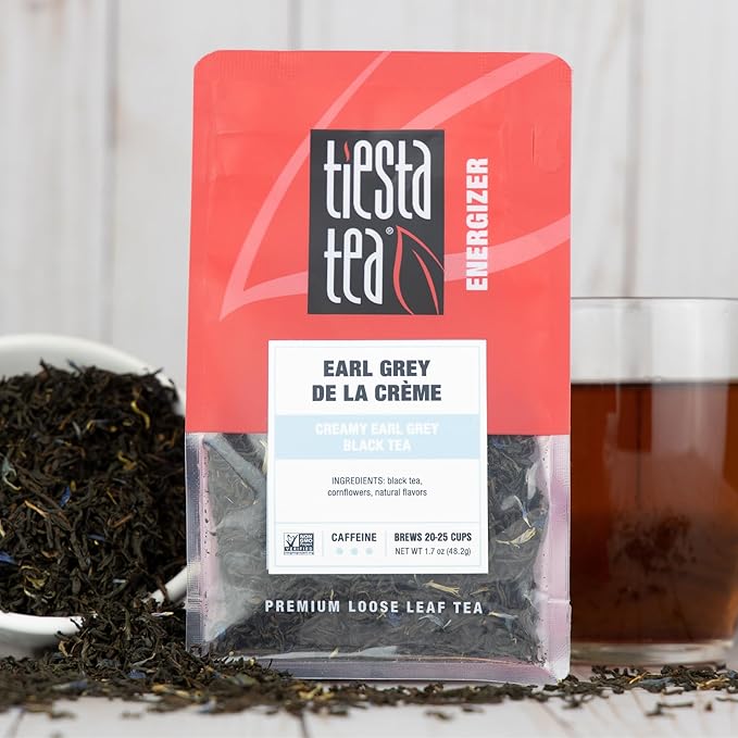 Tiesta Tea - Earl Grey de la Crème, Premium Loose Leaf Tea Blends, Caffeinated Black, Make Hot or Iced & Brews Up to 25 Cups - 1.7 Ounce Resealable Pouch