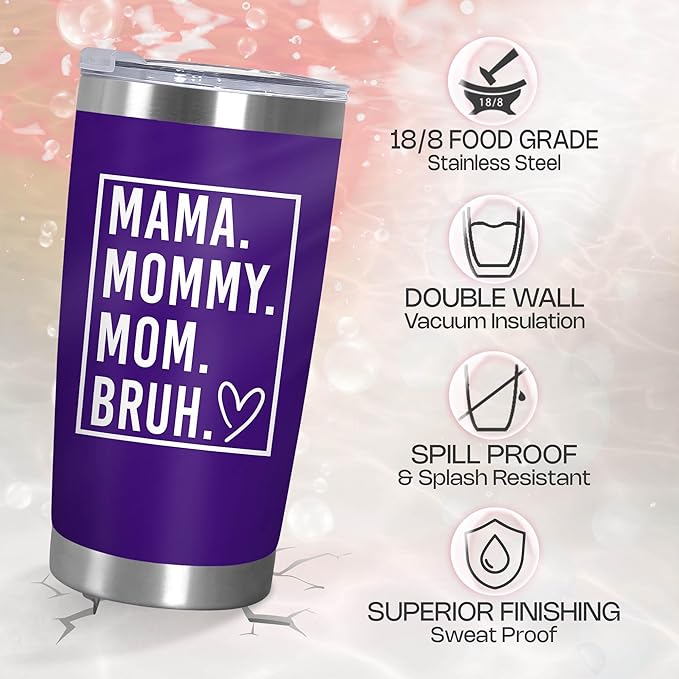 TEEZWONDER Christmas Birthday Gifts for Mom from Daughter Son - Stainless Steel Insulated Coffee Tumbler with Lid 20 oz - Gifts Ideas for Mother Mama Grandma, Funny Tumblers for Women
