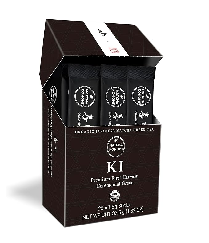 Ki Matcha (25 x 1.5g Sticks) - Organic Premium Ceremonial Japanese Matcha Green Tea Powder - First Harvest, Radiation Free, No Additives, Zero Sugar - USDA Certified - Single Serve Packets