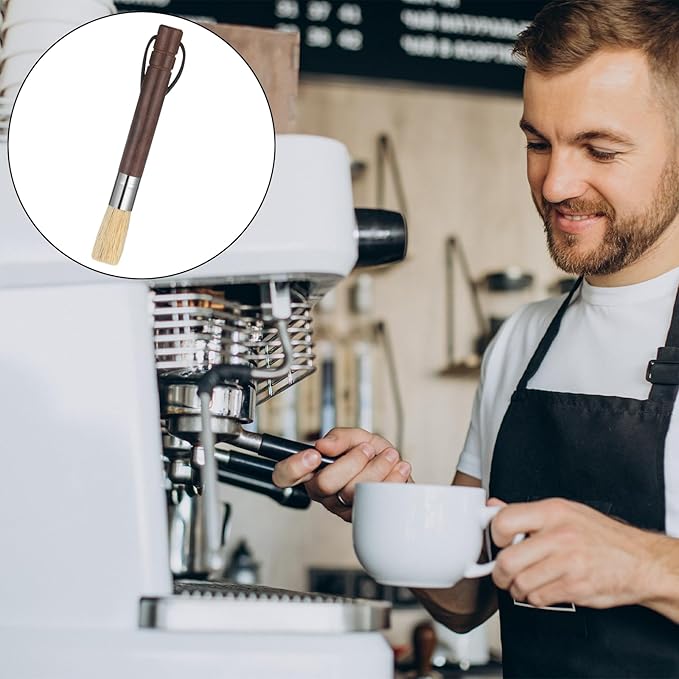 3 Pack Coffee Grinder Brush, Espresso Machine Brush with Wooden Handle and Natural Bristles, Coffee Grinder Cleaner Brushes for Home Kitchen Barista Espresso Machine