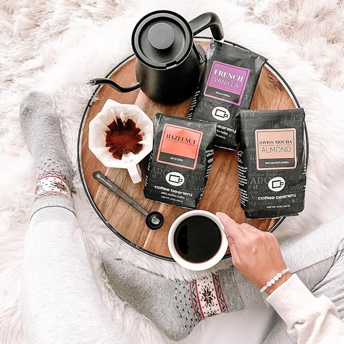 Dark Chocolate Almond Flavored Coffee, Specialty Arabica Coffee, Medium Roast, 12 ounce, Whole Bean