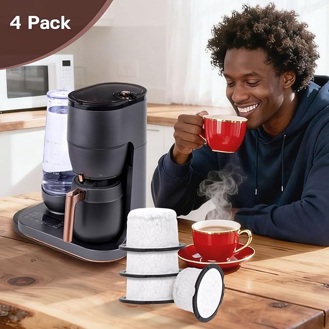 Coffee Filter Replacement for GE & Cafe:Compatible with Café and GE Profile Grind & Brew Machine, Charcoal Coffee Filter Cartridges,Dual-layer design of activated carbon and microporous mesh(4 pack)