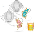 2pcs Tea Steeper for Loose Tea,Tea Infuser Tea Balls for Loose Tea with Charm Handmade Cute Butterfly BFF Pendant Loose Leaf Tea Steeper Tea Strainer for Girls Women Best Friend Gift