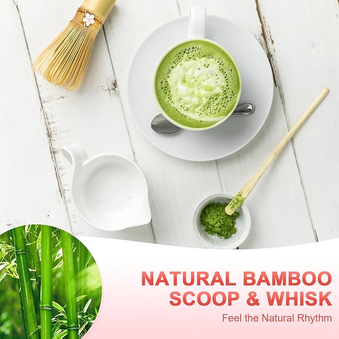 Matcha Whisk Set––7pcs Japanese Matcha Set Kit with Matcha Bowl, Bamboo Whisk, Whisk Holder, Scoop, Towel&Sifter–Perfect for Matcha Lovers&Tea Ceremonies-Daisy Pink