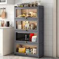 Kitchen Pantry Cabinet, Kitchen Storage Cabinets with Door, 55" Tall Pantries Cabinet & Cupboard for Kitchen, Dining Room, Living Room, Bamboo, Grey