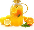 Amzcku Glass Pitcher with Lid, 101 oz/ 3 Liter Vintage Water Pitcher,Water Carafe for Cold Brew, Coffee, Lemonade, Iced Tea,Beverage, Heat Resistant Water Glass Jug 1Pack