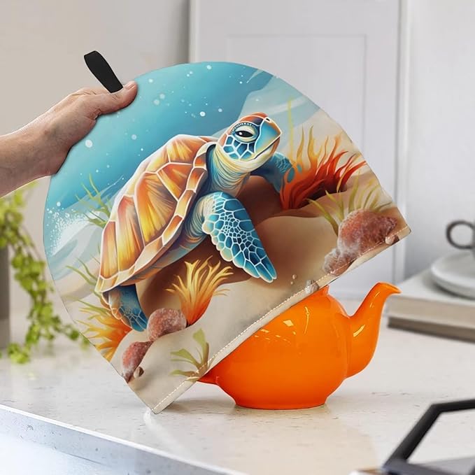 Sea Turtle Tea Cozy for Teapot Insulated Beach Teapot Cozy for Women Tea Cosy for Teapot Home Kitchen Decorative Teapot Cover
