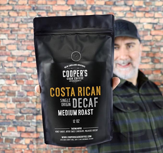 Decaf Costa Rican Coffee Medium Roast, Swiss Water Processed Decaffeinated - 12oz Bag