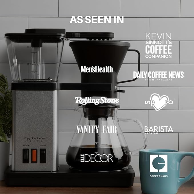 SimplyGoodCoffee Coffee Maker/Coffee Machine. 8 Cup Automatic Drip Pour Over Coffee Brewer With Vynil Wrap Custom Kit. Easy To Use, Gold Cup Standard. Matte Black