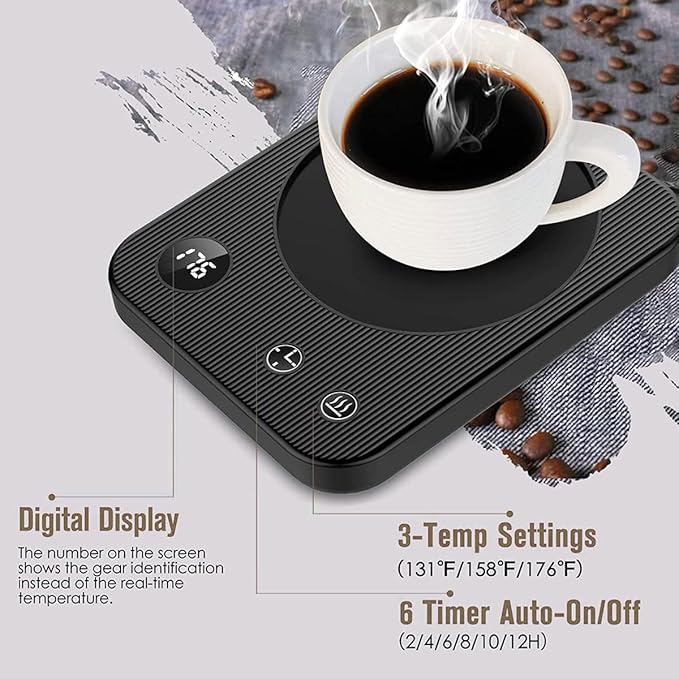 Lesipee Coffee Mug Warmer, Electric Coffee Warmer with Auto Shut Off for Office Desk, Candle Warmer with 3 Temperature, Beverage Warmer for Cocoa, Birthday Gifts