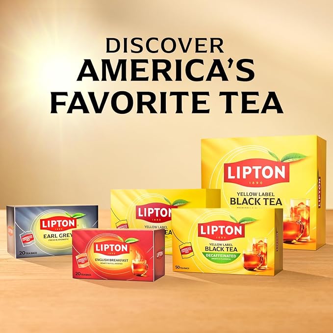 Lipton Decaf Black Tea Bags, Hot or Iced Tea, 600 Total Bags (50ct - Pack of 12)