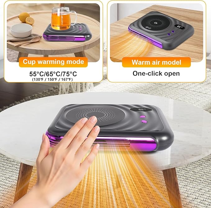 2025 Pro Mug Warmer with Warm Air Function, 3-Temp Settings, Coffee Mug Warmer for Desk Coffee Cup Warmer for Tea Milk Candle Cool Office Gadgets Accessories for Men Women Gifts for Coffee Lovers