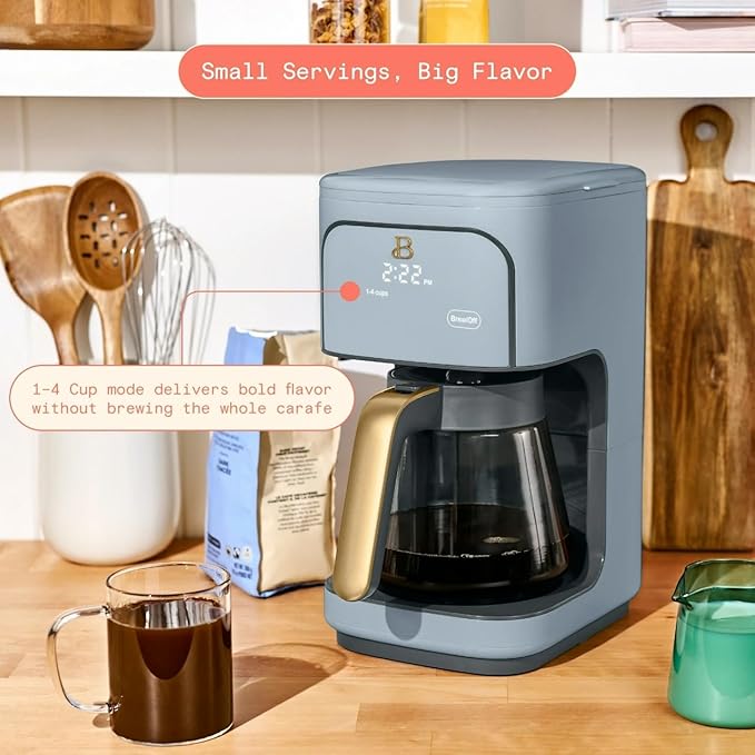 Beautiful 12 Cup Programmable Coffee Maker, Drip Coffee Machine with Glass Carafe, Automatic Brew Strength Control, Espresso Maker Function, Compact Espresso Machine (Cornflower Blue)