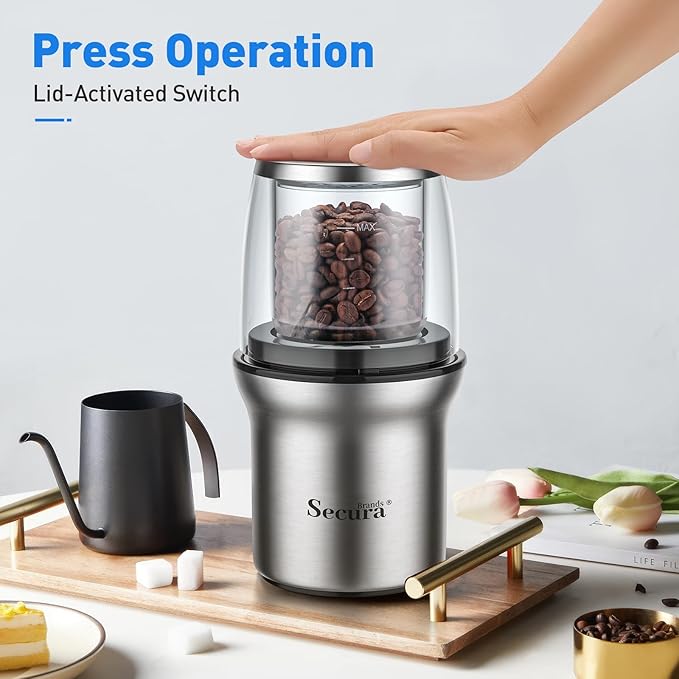 Coffee Grinder Electric Spice Herb Seeds Grinder with Two Glass Bowl, Dry and Wet Grinder