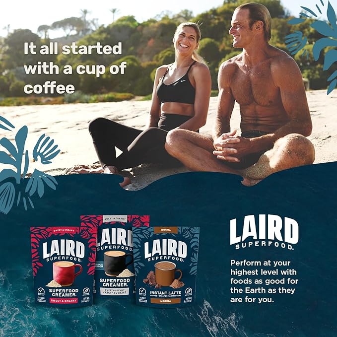Laird Superfood Non-Dairy Reduced Sugar Superfood Coconut Powder Coffee Creamer, Keto, No Sugar Added, Gluten Free, Non-GMO, Vegan, 16 oz. Bag, Pack of 1