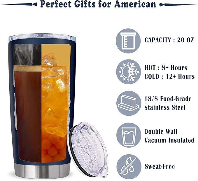 Proud To Be an American, Patriots Gifts for Men, Patriotic USA Republican Gifts, US American Citizenship Flag Gift Tumbler 20Oz