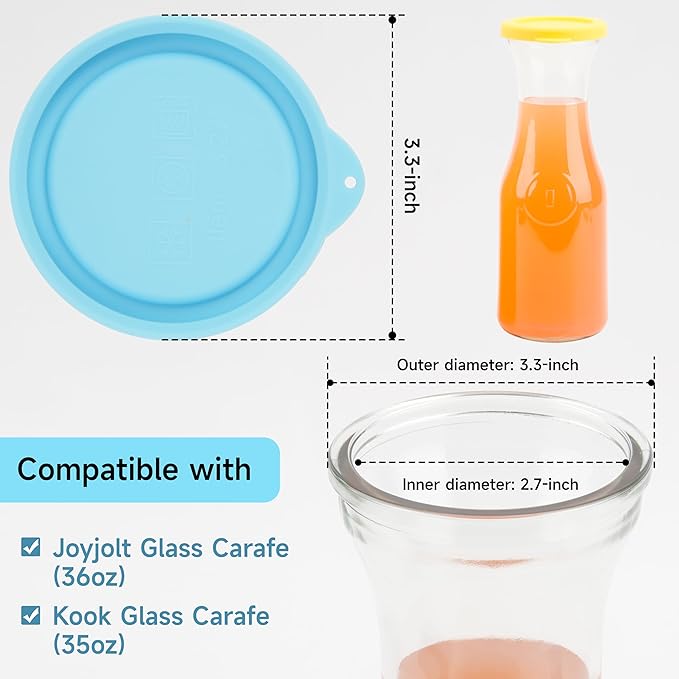 Silicone Carafe Lids Only Fit Glass Carafe with a diameter of 3.2", 4 Packs Replacement Lid Compatible with NETANY 1 Liter 35oz Glass-Carafe, Please Check the Size Before you Buy (Only lid)
