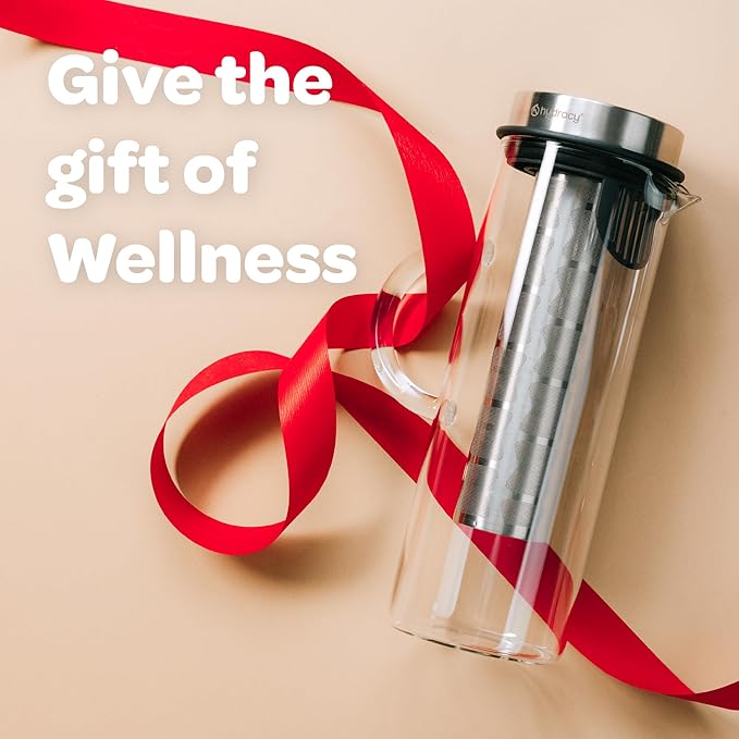 Hydracy Cold Brew Coffee Maker - Large Glass Infusion Pitcher 1.6 Quarts 52oz - Iced Coffee & Iced Tea Pitcher with Stainless Steel Lid & Fruit Infusion Tube - Perfect for Home or Office