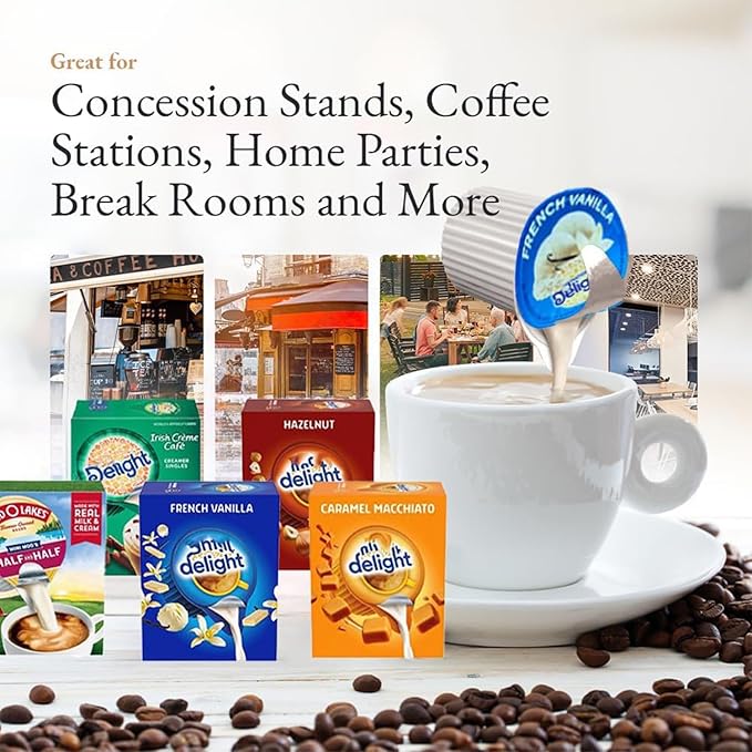Coffee Creamer Singles Variety Pack Packaged by Bools, Mini Coffee Creamer & Mini Mooo's 5 Flavor Assortment (50 Pack) for Home, Office, Coffee, Bar, Gift