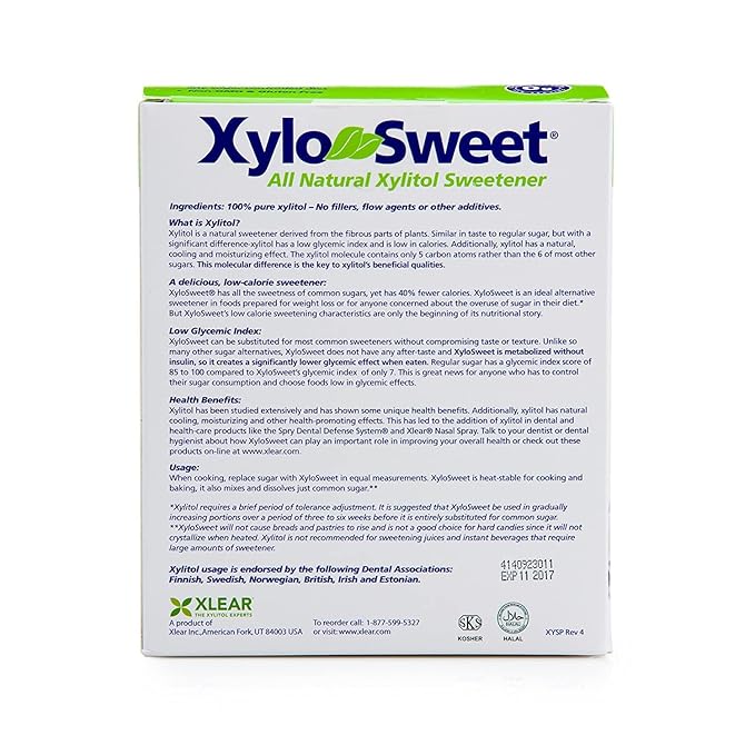 Xlear XyloSweet Plant Sourced Xylitol Sweetener - Pure Natural Sugar Substitute, Granules, Non-GMO, Gluten-Free, 100 Packets (Pack of 3)