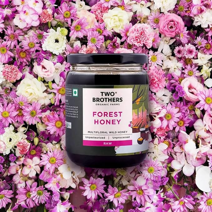Forest Honey | Raw, Wild, Unfiltered & Unpasteurized | Multifloral Honey from Native Indian Bees | No Additives, Rich in Pollen 17.6 Oz from Two Brothers Organic Farms