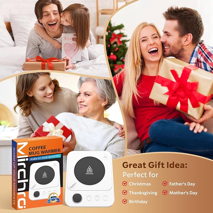 Coffee Mug Warmer - 36W Mug Warmer for Desk with Temperature Display, 1-12H Timer & 6 Temperature Settings, Fast Heating, Auto Shut Off, Smart Coffee Cup Warmer for Beverage, Coffee, Tea, Milk (White)
