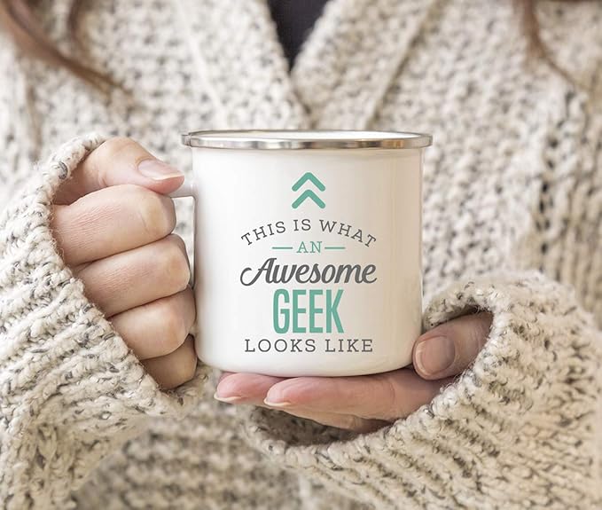 Andaz Press 11oz. Stainless Steel Campfire Coffee Mug Gift, This is What an Awesome Geek Looks Like, 1-Pack, Birthday Gift Ideas Coworker Him Her, Includes Gift Box