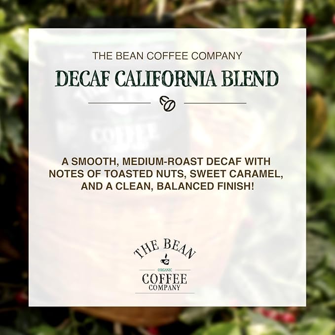 The Bean Organic Coffee Company Water Processed DECAF California Blend, Medium Roast, Ground Coffee, 5-Pound Bad, Café Molido Tostado Orgánico descafeinado