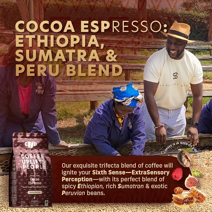 Coffee Uplifts People Cocoa Espresso Whole Bean Coffee, 12 Oz
