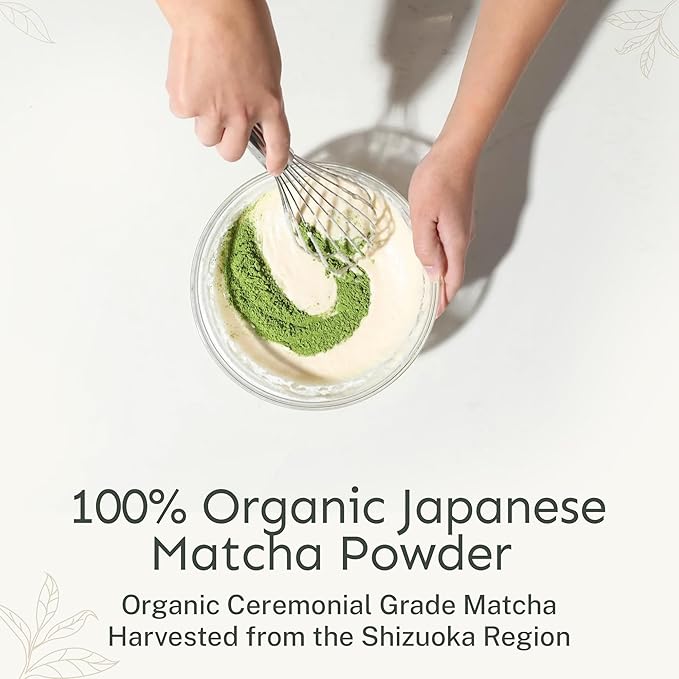 Yu Tea Organic Ceremonial Grade Matcha Powder | Packed with Antioxidants, L-Thanine & Natural Caffeine | Unsweetened Grade A Japanese Matcha Powder | Resealable Pouch, 2.65 oz, 50 Servings