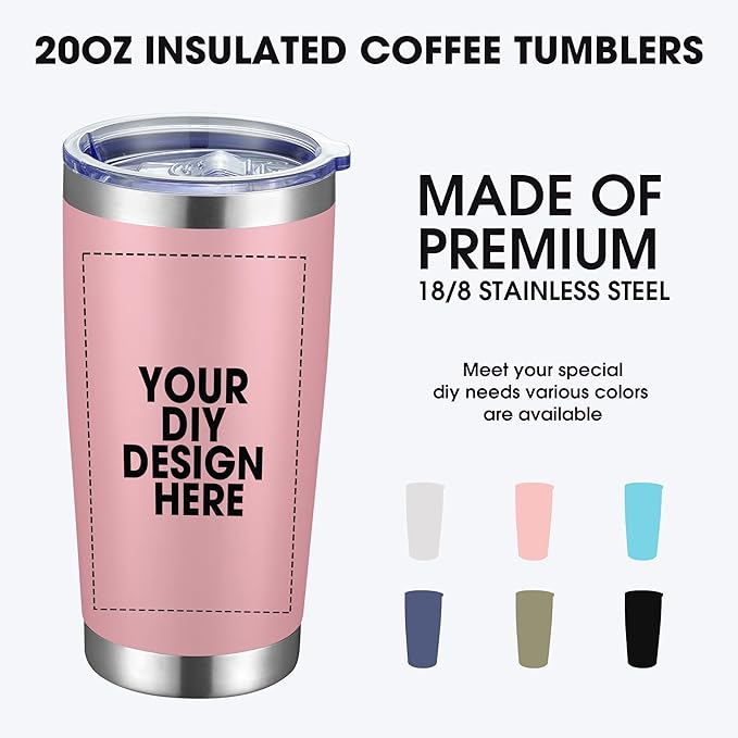 Personalized Coffee Tumbler Print in USA 20oz Stainless Steel Double Wall Insulated Coffee Cup With Text Photo Logo