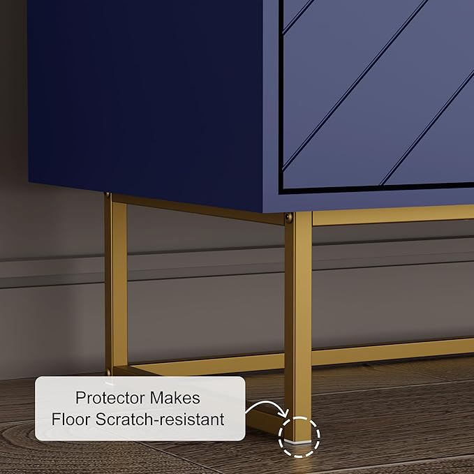 Scurrty 31.5'' Sideboard Buffet Cabinet with Storage, Navy Blue Accent Cabinet with Doors & Adjustable Shelf for Living Room & Kitchen (2 Doors)