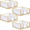 LemonRoad 4 Pcs Square Gold Napkin Holder for Table 5.7 x 5.7 Inch Decorative Cocktail Napkin Holder Glass Flat Paper Basket for Kitchen Dining Buffet Bar Counter Wedding Party Restaurant Bar Hotel
