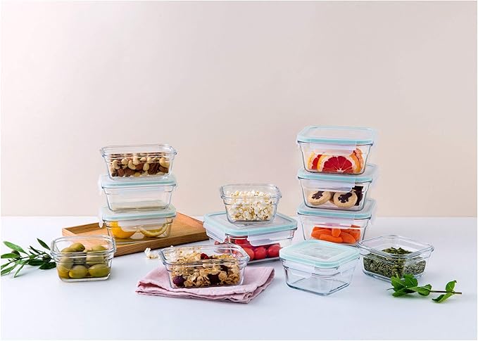 GLASSLOCK 24 Piece Oven Microwave Safe Glass Food Storage Containers Set w/Lids