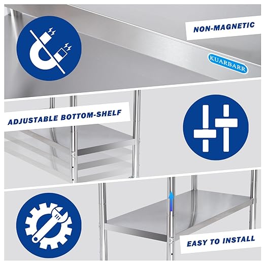 Stainless Steel Table for Prep & Work with 4 Caster Wheels with Adjustable Undershelf 24 x 30 NSF Metal Commercial Kitchen Worktable for Restaurant Home Outdoor