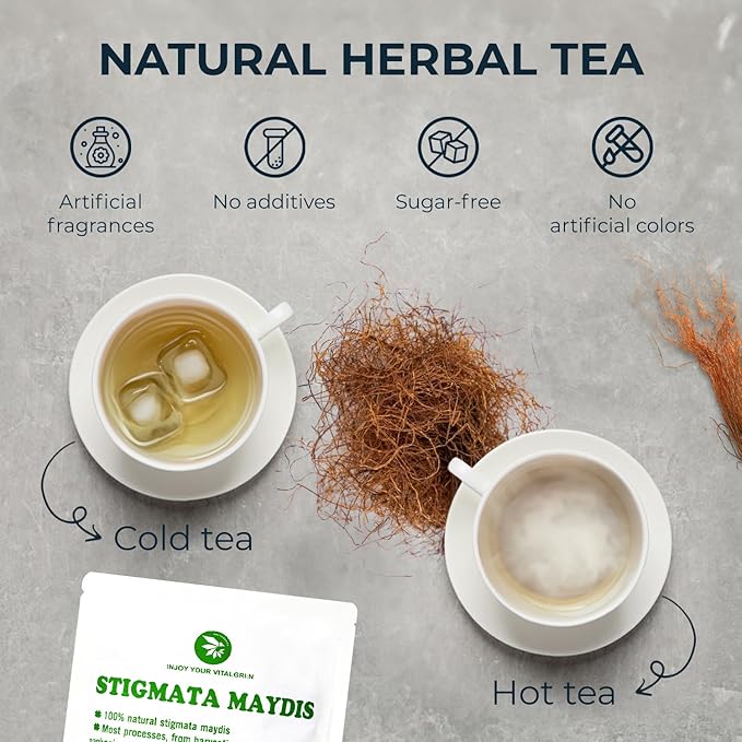 Pure Dried Corn Silk 4.23 Oz (Stigma Maydis Tea), Sweet & Refreshing, No Sugar Added, Caffeine Free, Healthy Corn Stigma for Tea, Cooking, Seda de Maiz, Made in Vietnam