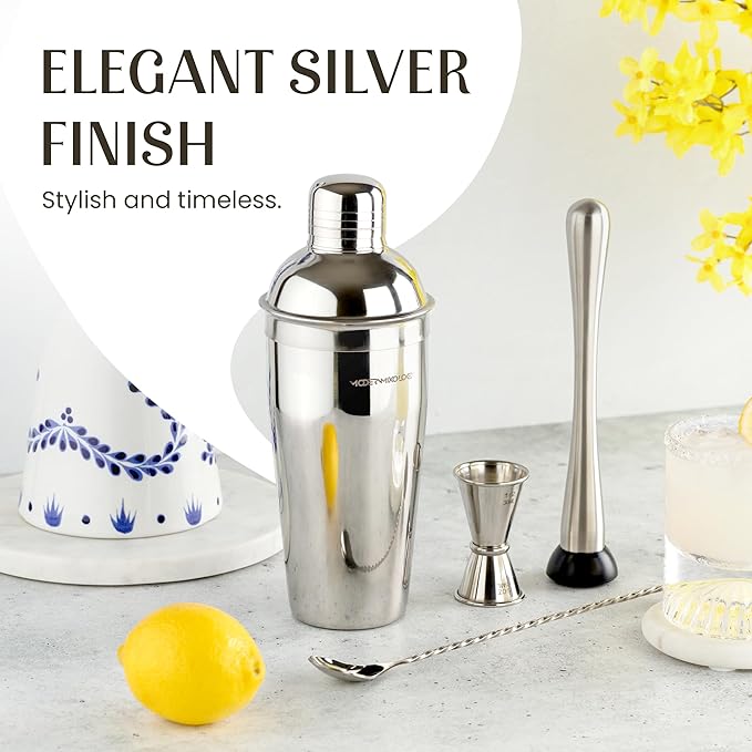 Mixology & Craft 16-Piece Cocktail Shaker Set - Bartender Kit & Home Bar Accessories, Stainless Steel Barware with Ice Bucket - Gift Ready