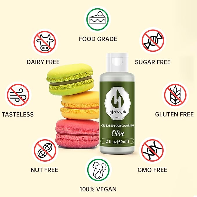 Olive Oil Based Food Coloring – 2 fl oz Professional Grade Concentrated Oil Food Dye for Melting Chocolate, Candy Melts, Cake Pops, Strawberries & Baking
