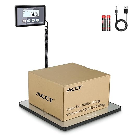 Shipping Scale, 400lb/1oz, Digital Postal Scale with Hold/auto-Off/Tare Function, Mail Scale for Packages/Pets/Luggage/Office, Heavy Duty Scale, Batteries & USB Cable Included