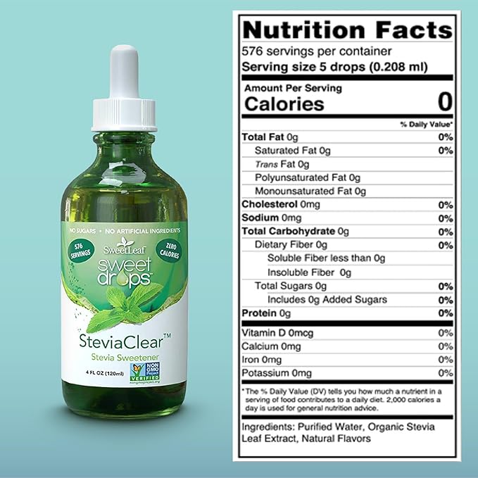 SweetLeaf SteviaClear Sweet Drops - Natural Stevia Liquid Sweetener, Pure Stevia Drops, No Bitter Aftertaste, Liquid Sugar Alternative, Zero Calorie, Keto, Non-GMO Stevia, 4 Fl Oz (Pack of 3)