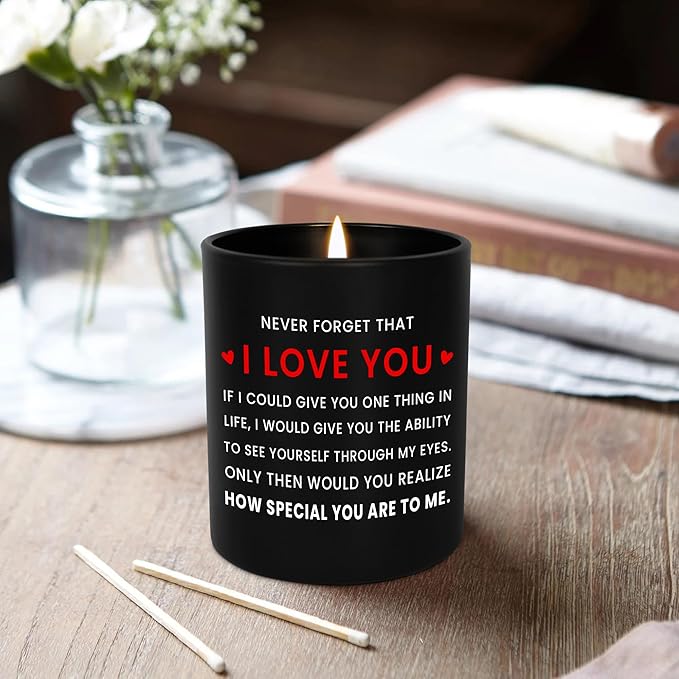 OASSIE Christmas Couple Gifts for Her Him Women Men - I Love You Long Lasting Vanilla Lavender Scented Candle 10 oz - Birthday Couples Gifts for Boyfriend Girlfriend Husband Wife