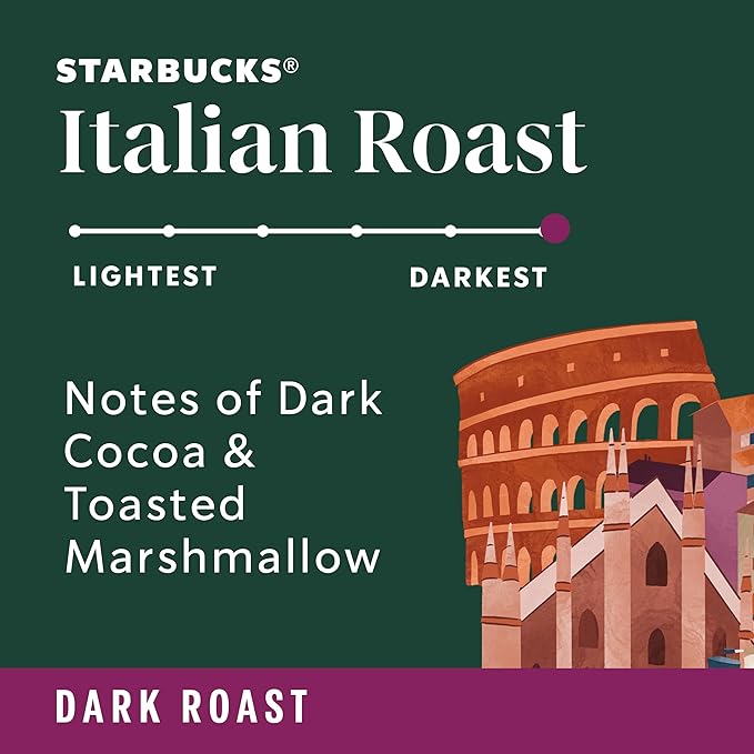 Starbucks VIA Instant Coffee, Dark Roast Coffee, Italian Roast, 100% Arabica, Single-Serve, 1 Box (50 Packets)